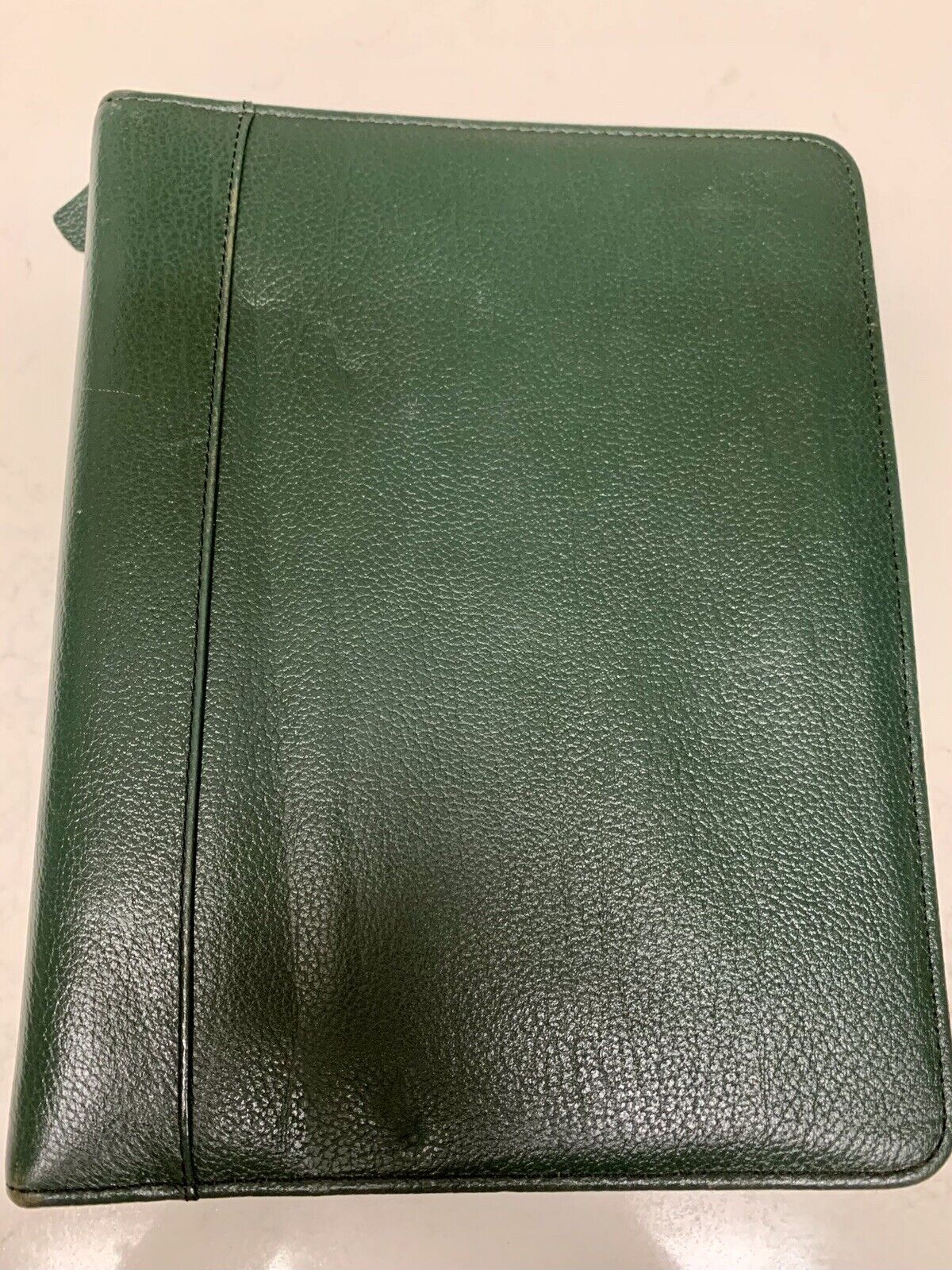 Vtg Franklin Quest Planner Green Leather 7 Ring 10.5”x8” Zipper USA Made #11564