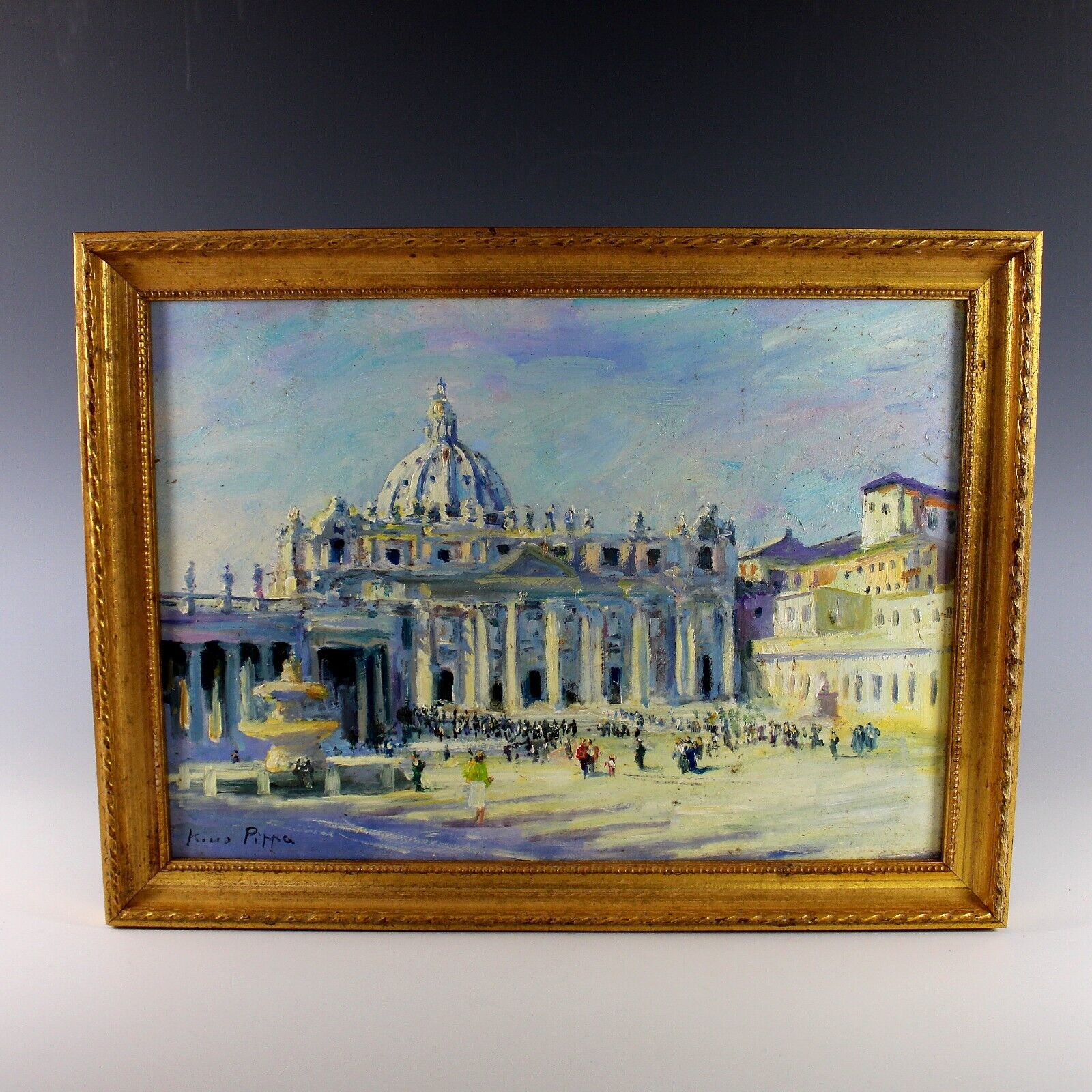 Oil on Board Painting of St. Peter’s by listed artist Nino Pippa (1950-)