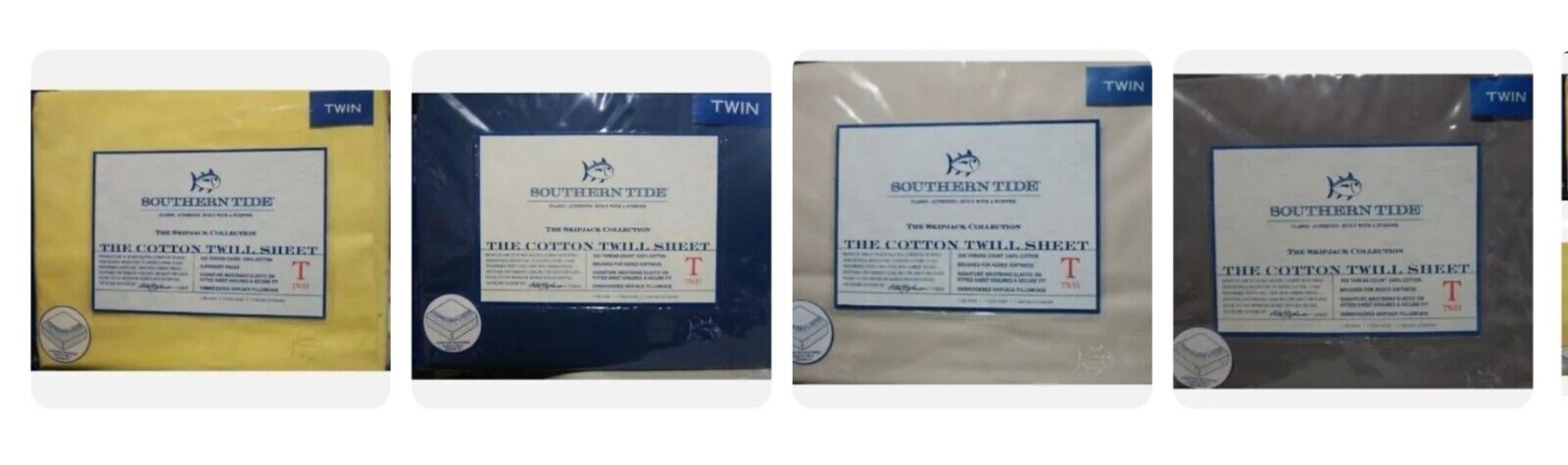 New SOUTHERN TIDE 300tc 100% Cotton Twill 4 Twin Size Sheet Sets 