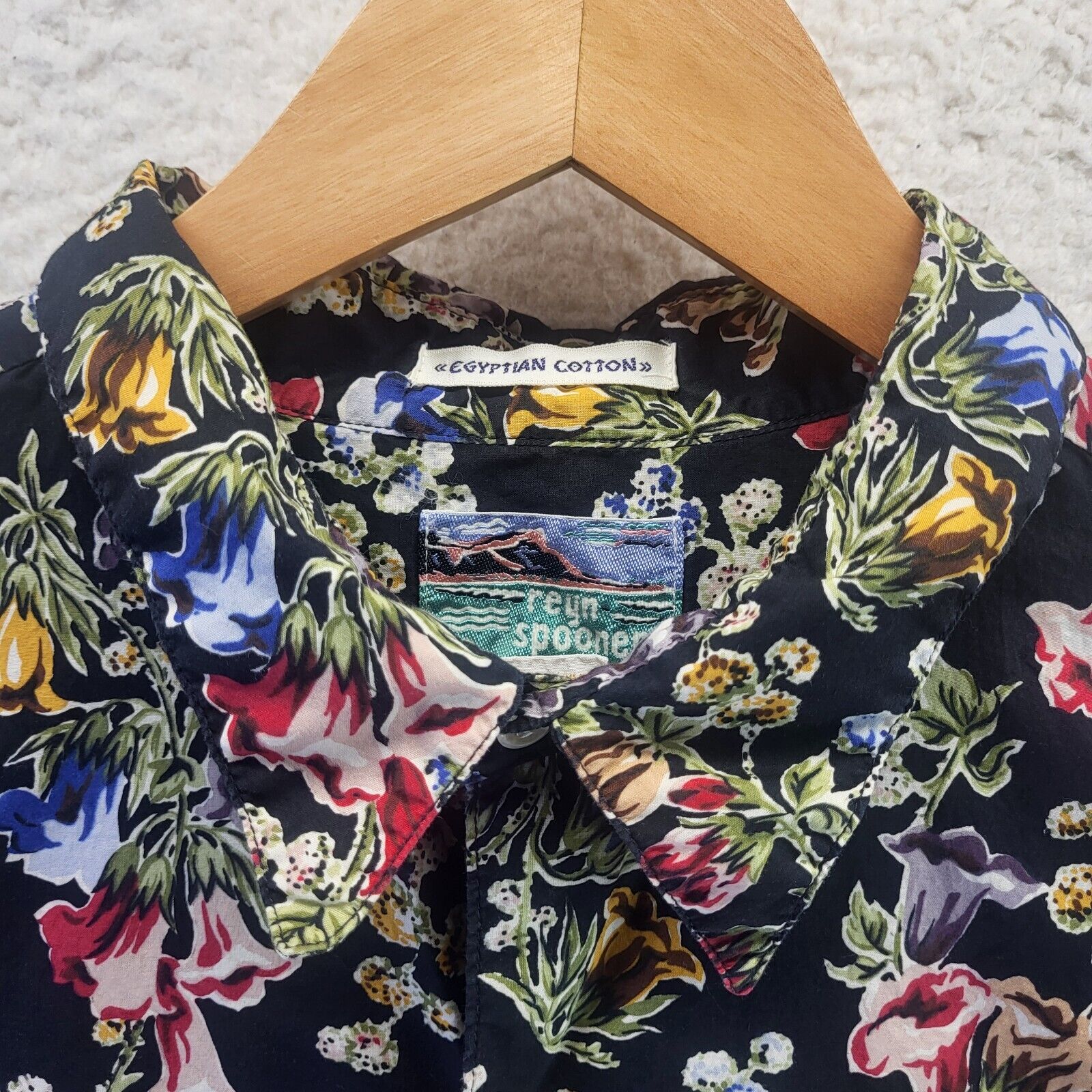 Vtg Reyn Spooner Hawaiian Shirt Mens Large Button Egyptian Cotton Floral Pattern