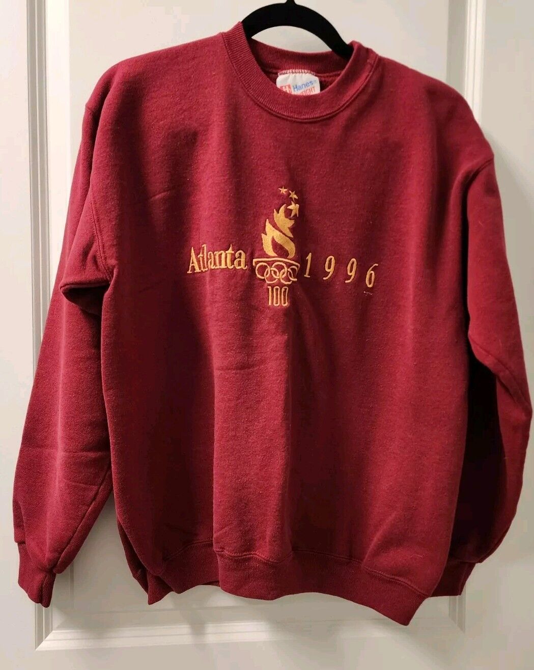 Vintage 1996 Atlanta Olympics Red Embroidered Crewneck Sweatshirt Size M