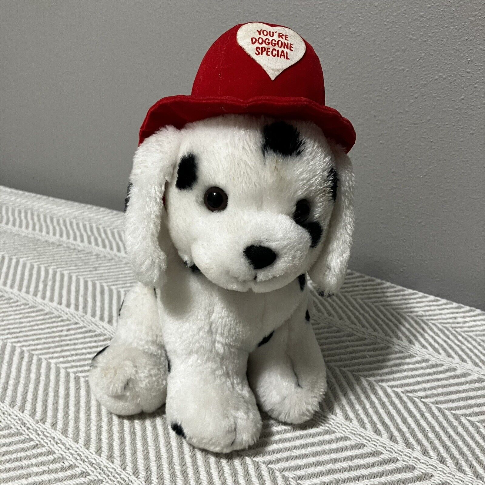 Dalmation Dog Plush Youre Doggone Special Fire Fighter Helmet Puppy Sitting Russ