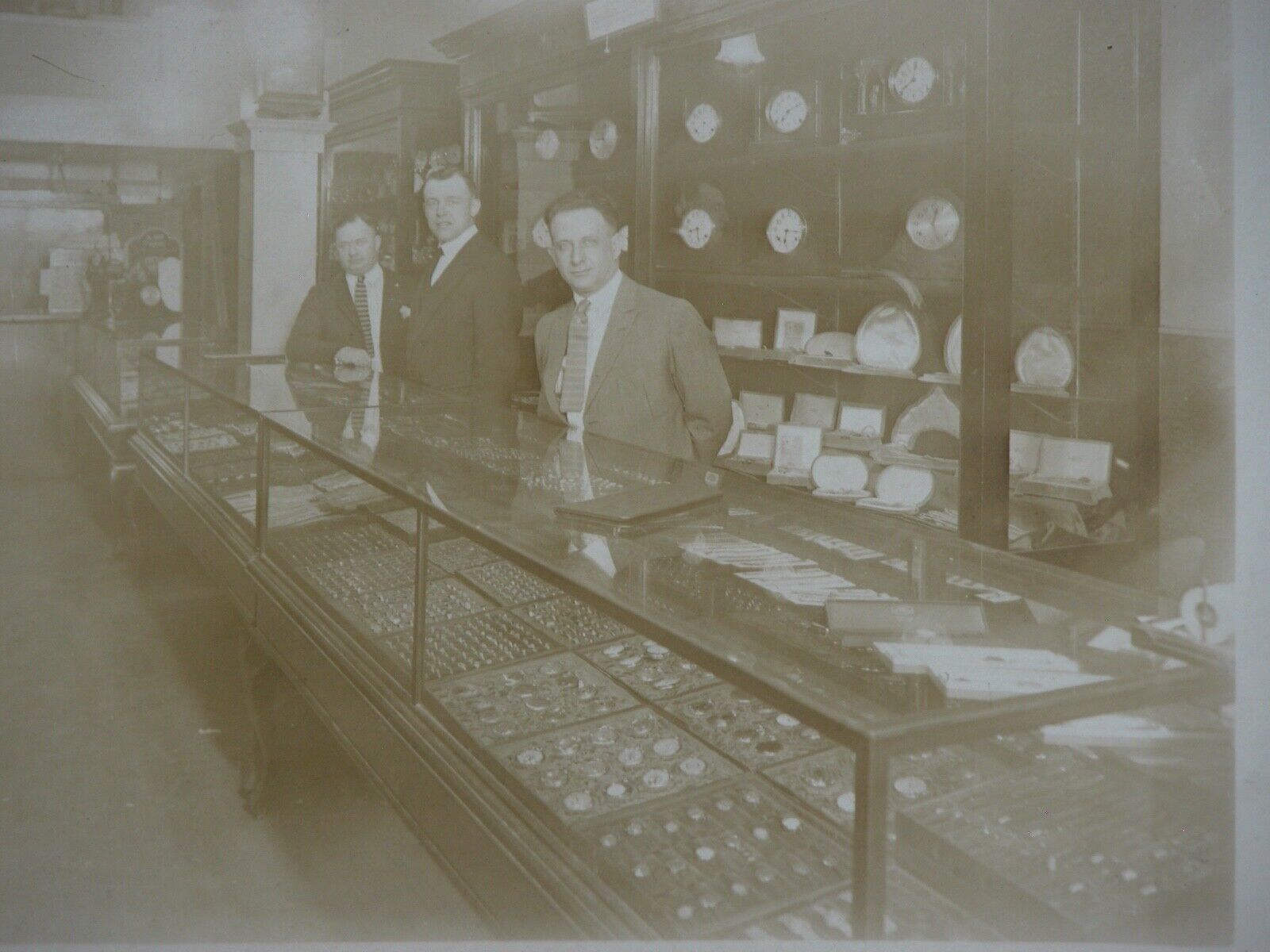 Vtg c. 1930s 40s Jeweler Watch Jewelry Store Photograph Inside Shop
