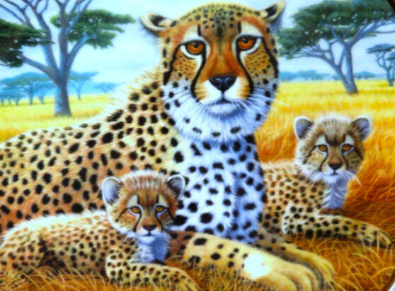 5D Diamond Painting Three Cheetahs Kit