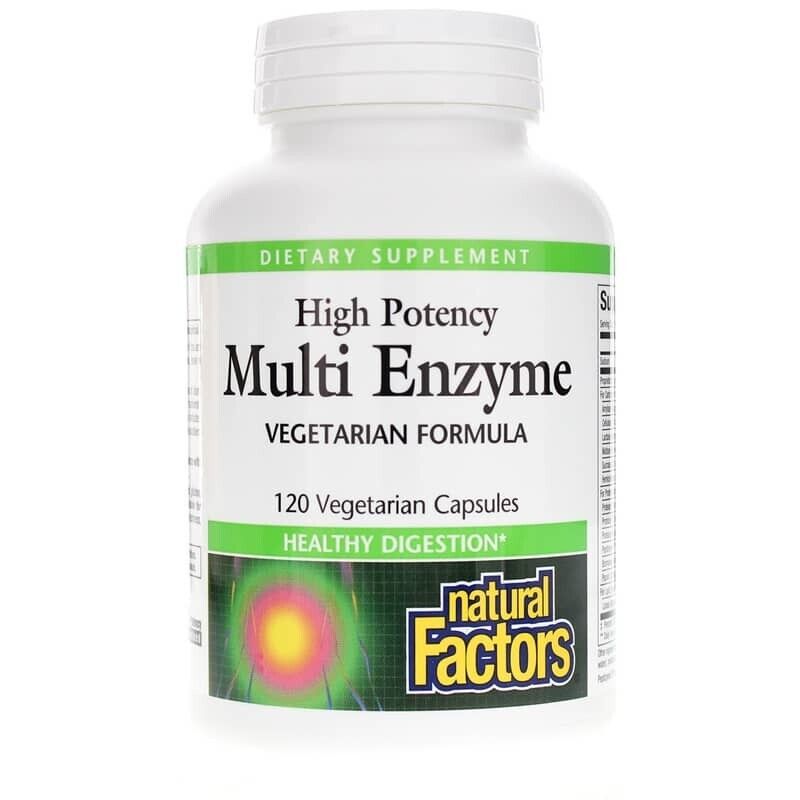 Natural Factors High Potency Multi Enzyme Vegetarian Formula, 120 Capsules