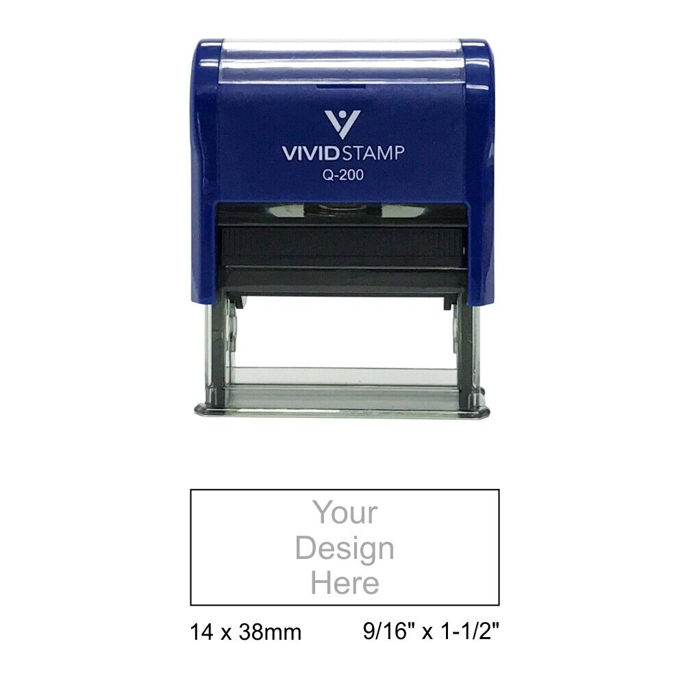 Vivid Stamp Q-200 Customizable Self-Inking Stamp - Blue Body