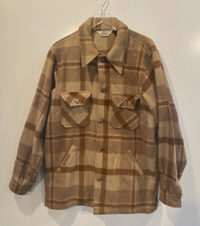 Vintage Woolrich Mackinaw Shirt Jacket Wool Flannel Mens Size Large