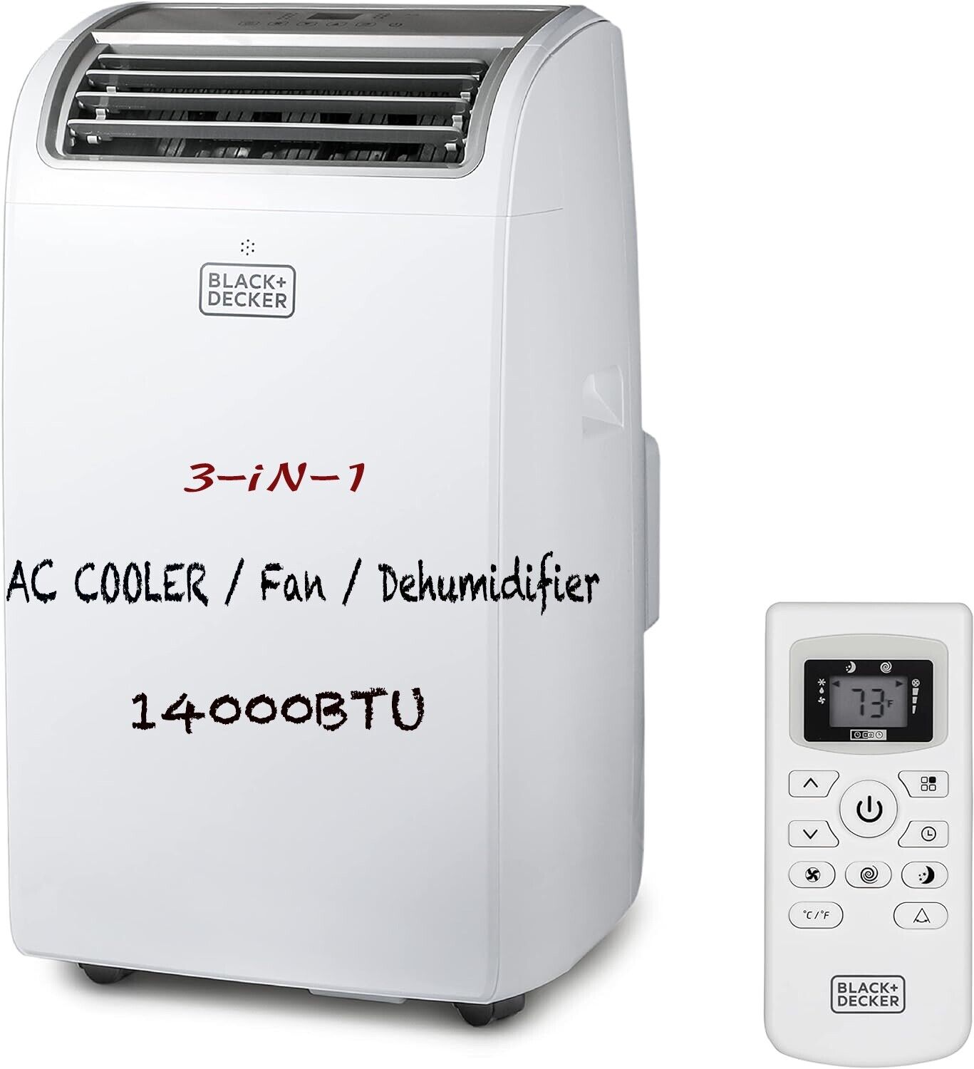 3-in-1 Air Conditioner14000 BTU Portable for Room/RV up to 700 Sq.Ft with Remote