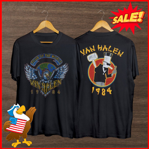 Van Halen tour of the world 1984 t shirt, Vintage Van Halen Retro 90s Shirt PN35