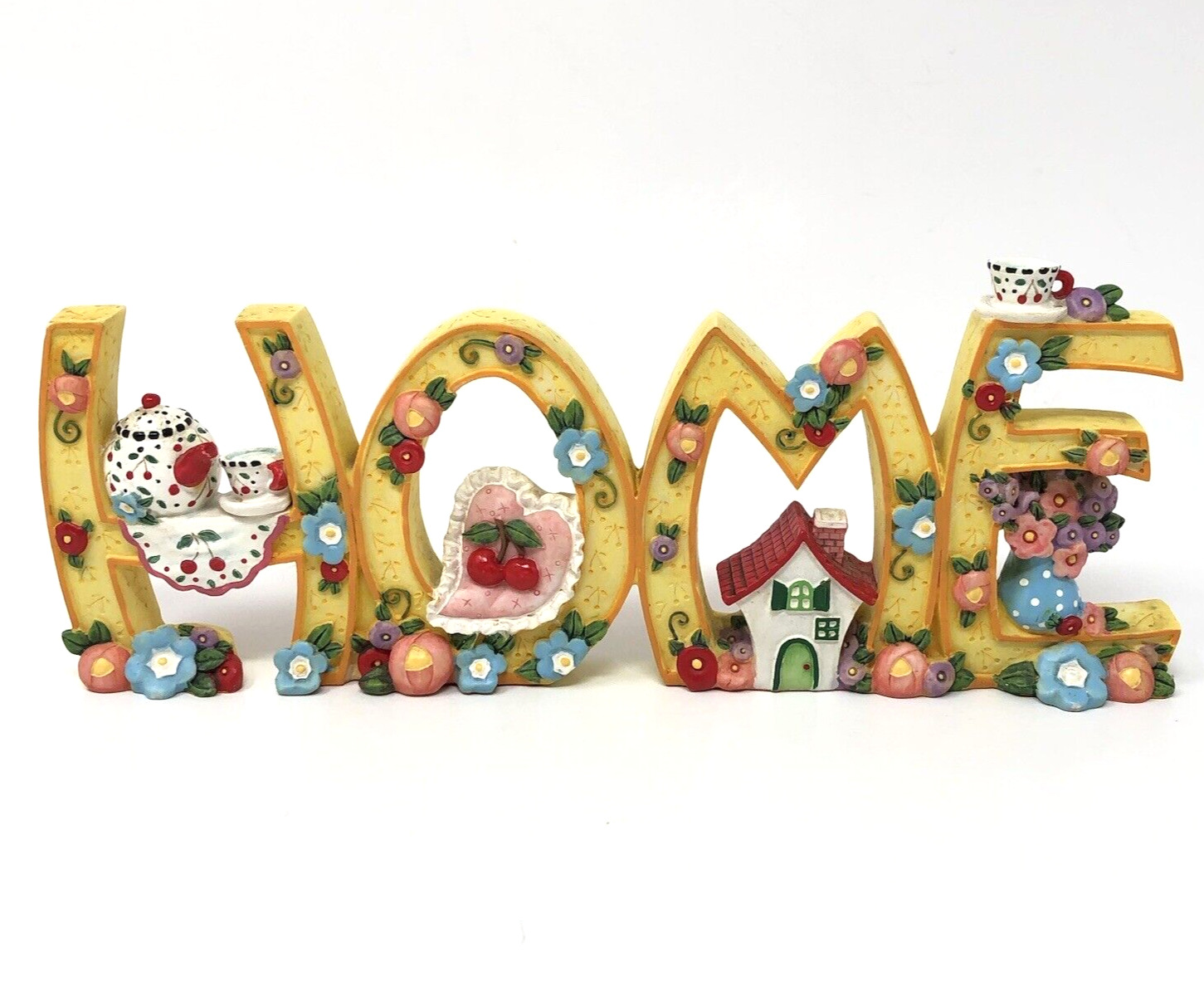 Mary Engelbreit HOME Letter Sign 3D Free Standing Yellow Florals Resin 2000