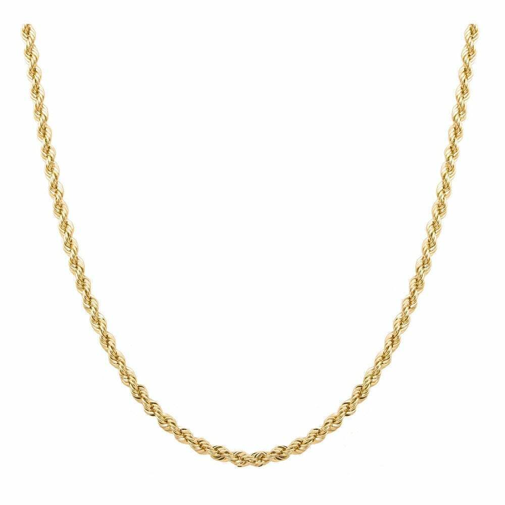 10K Solid Yellow Gold Necklace Gold Rope Chain 1.5MM 16