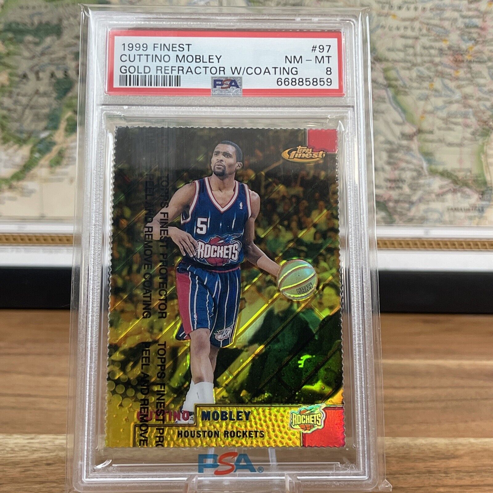 1999 Topps Finest Cuttino Mobley Gold Refractor W/ Coating 078/100 PSA 8 Rare