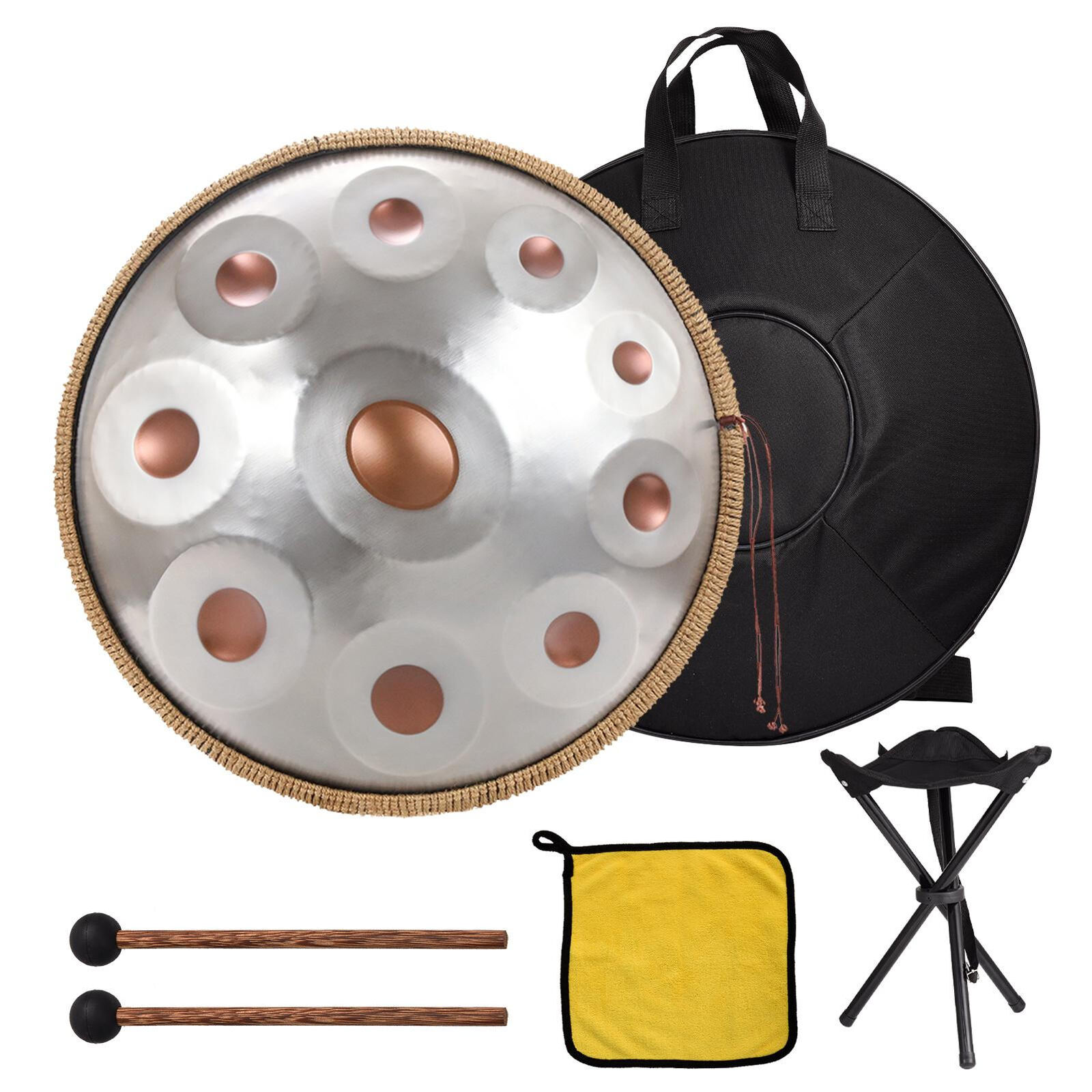 Handpan Drum 22 Inches Steel Hand Drum in D Minor 10 Notes Handpan Drums