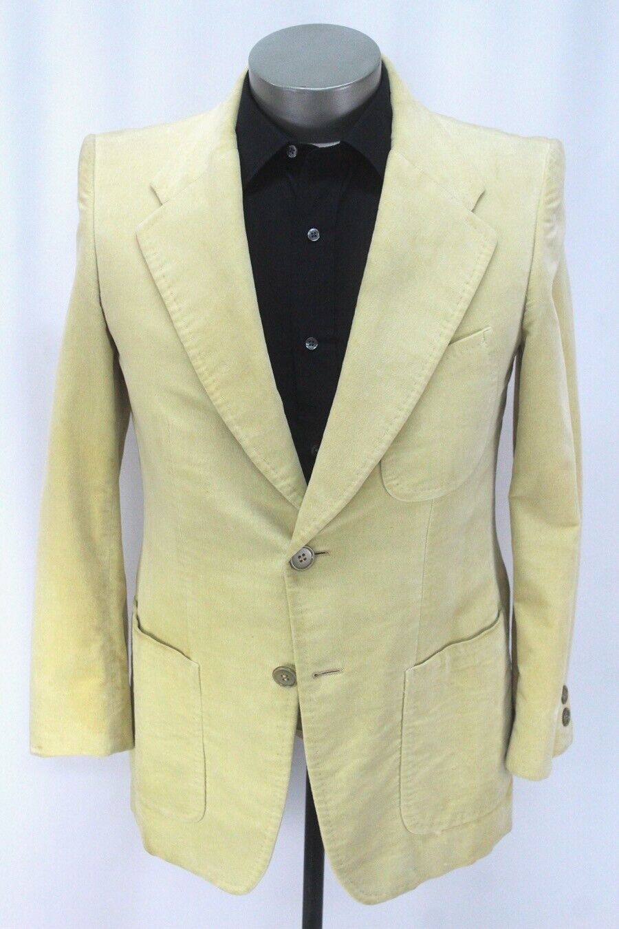 vintage 60s mens pale yellow VELVET blazer jacket ITALY sport suit coat 50 40 R