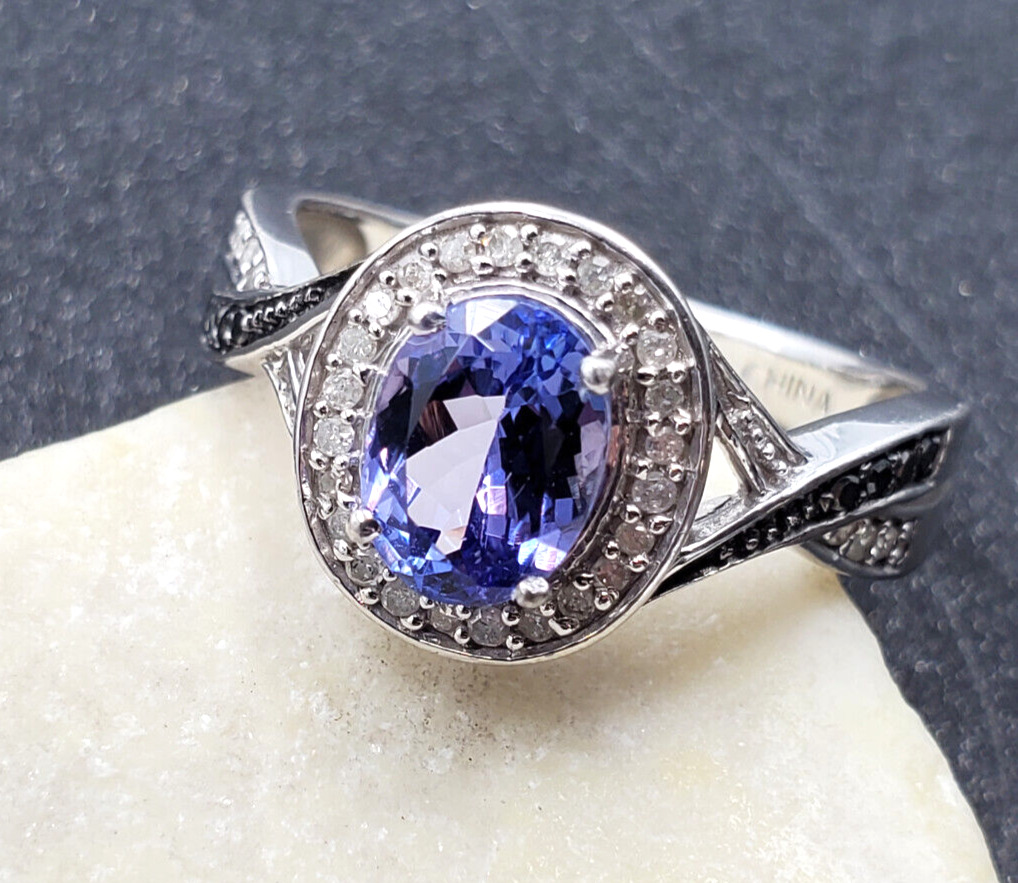 QVC Affinity Gems Tanzanite Diamond 925 Sterling Silver Halo Ring Size 9 VIDEO