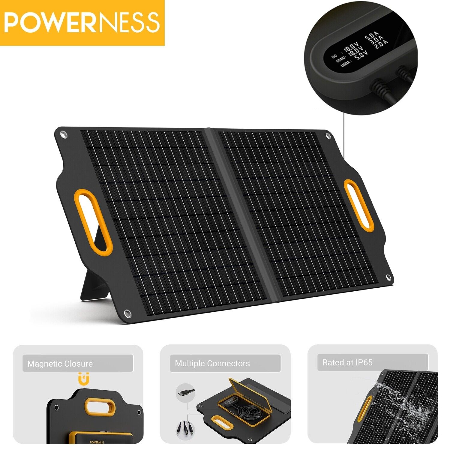 80W Foldable Portable Solar Panel for BLUETTI EB3A EB70S AC50S Power Stations