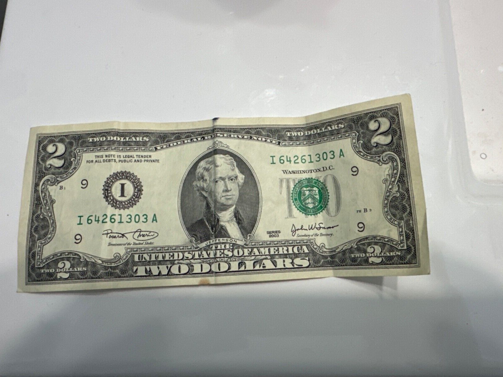 2003 -rare 2 two dollar bill green 