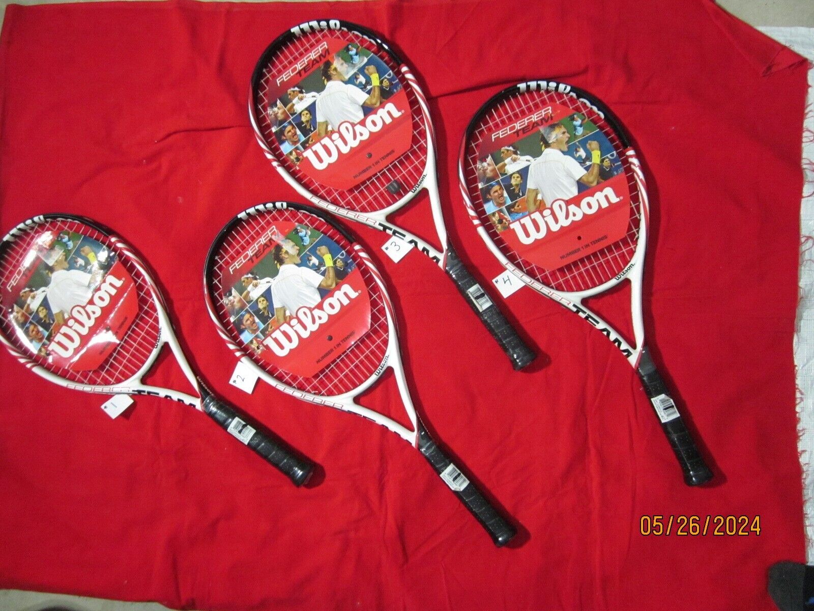 Four Wilson Federer Team Tennis Raquets ( That is total of 4, these are new)