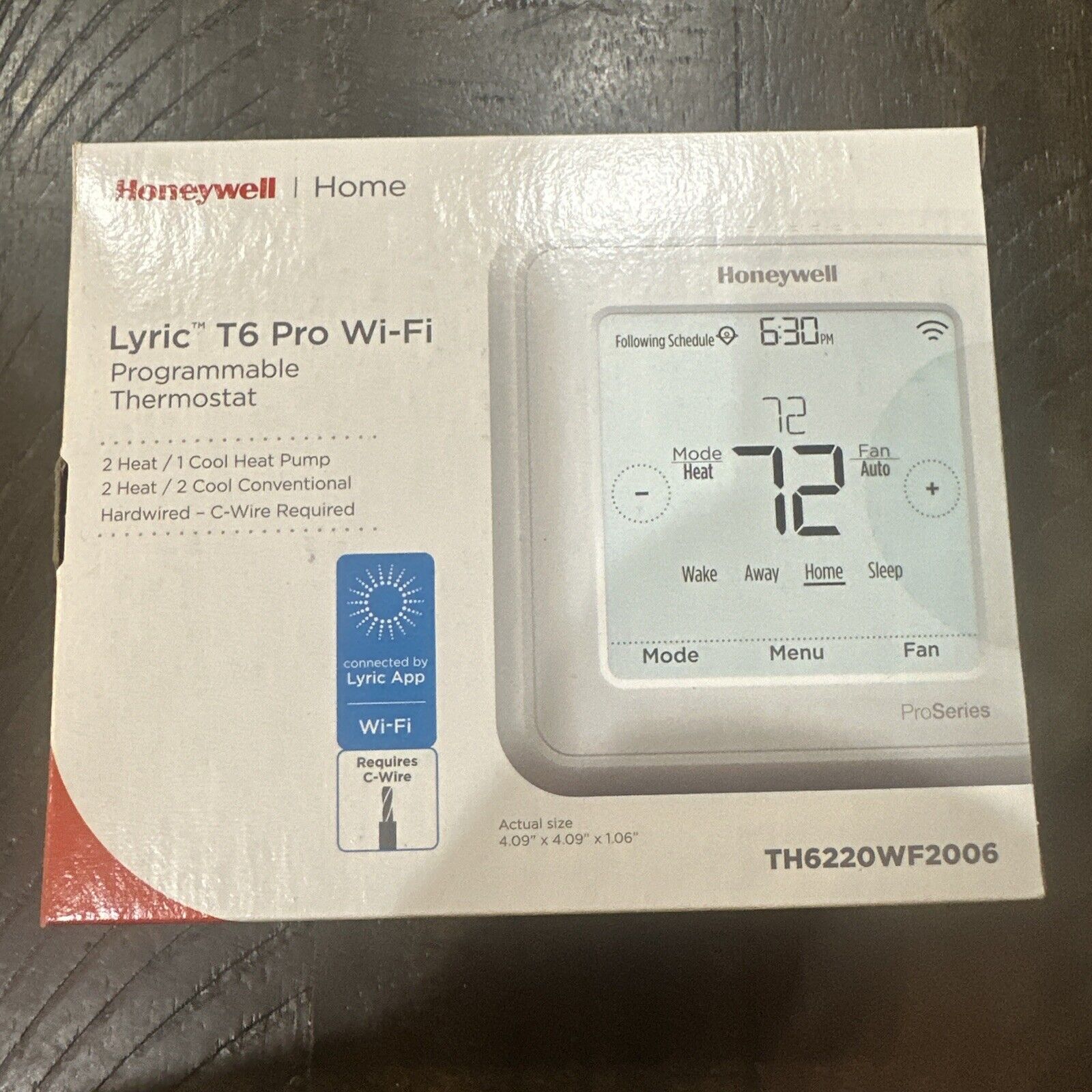 Honeywell Home Lyric T6 Pro Wi-Fi Programmable Thermostat TH6220WF2006 Steel Bro