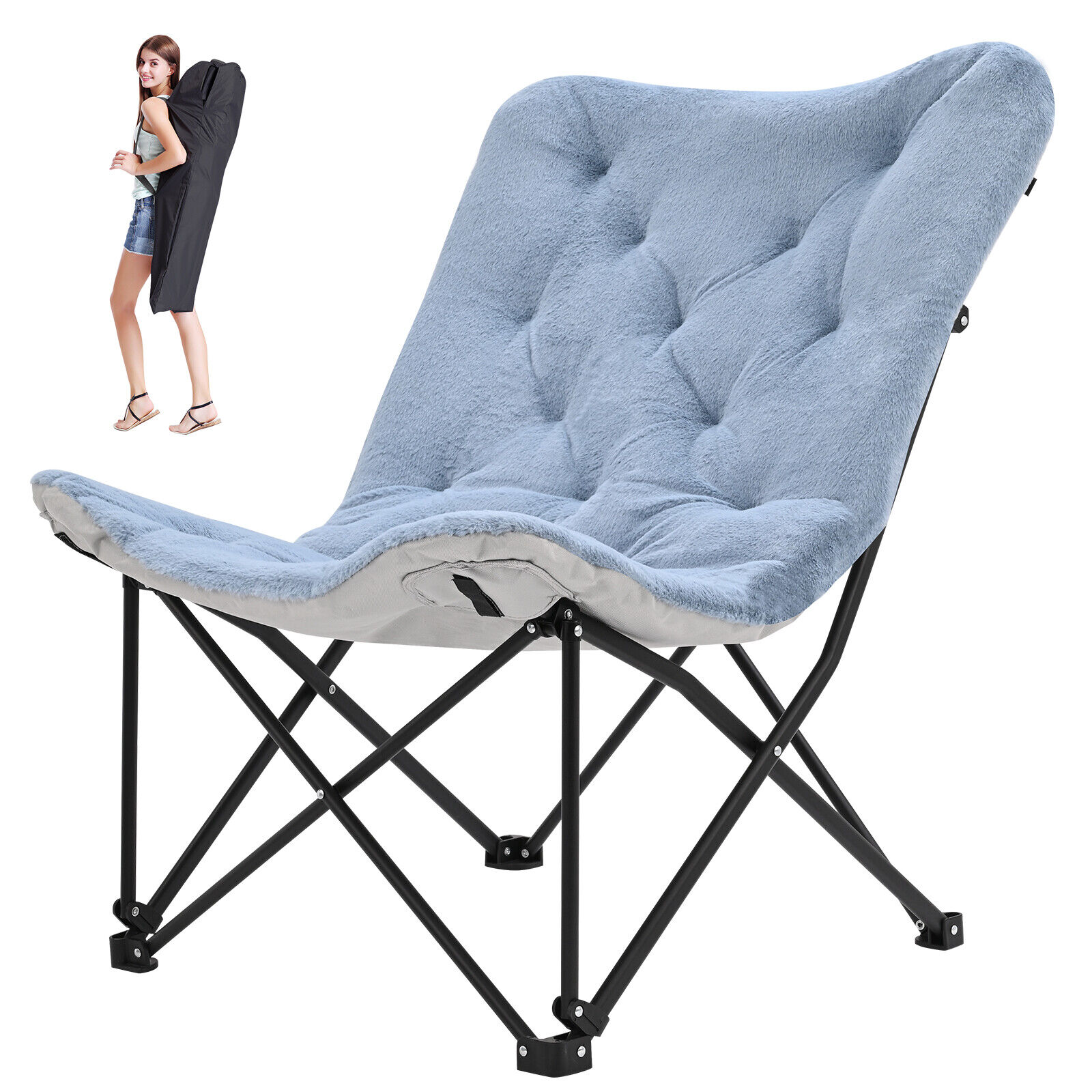 Oversized Comfy Saucer Chair Folding Lounge Chair for Bedroom and Living Room