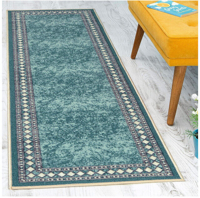 Alfombras Modern Bordered Non-Skid Low Profile Pile Rubber Backing Area Rug