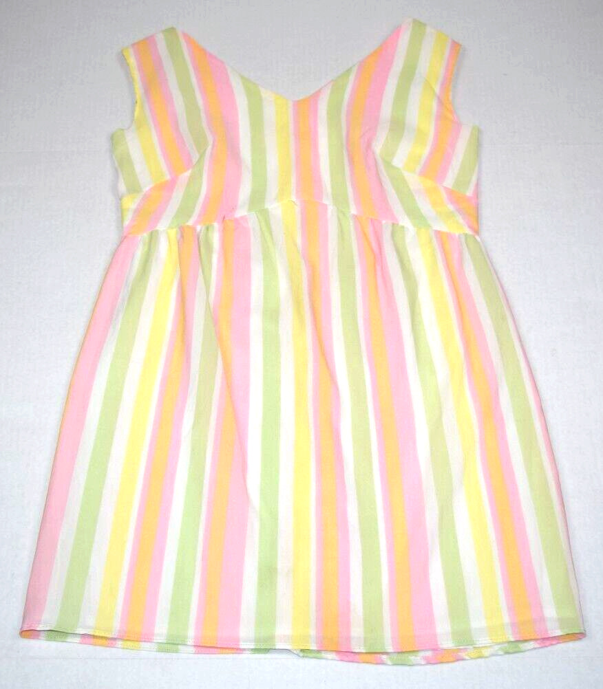 Mini Dress VTG 60s Pale Pink Yellow Green Stripes Mod/GoGo Layered Lined Sz S/M