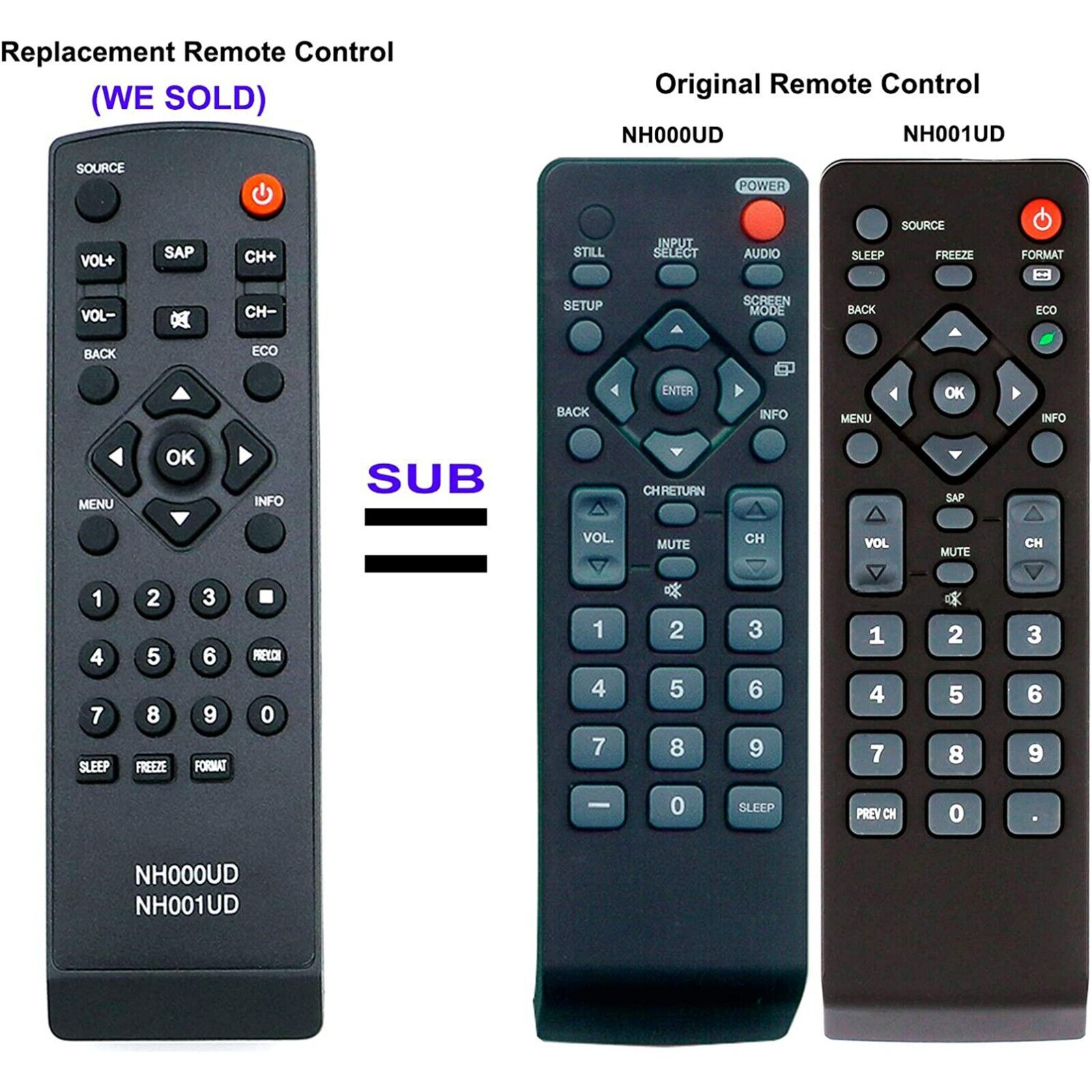 NH000UD NH001UD Remote Control Fit for Emerson TV LC320EM3F LC401EM2 LC370EM2