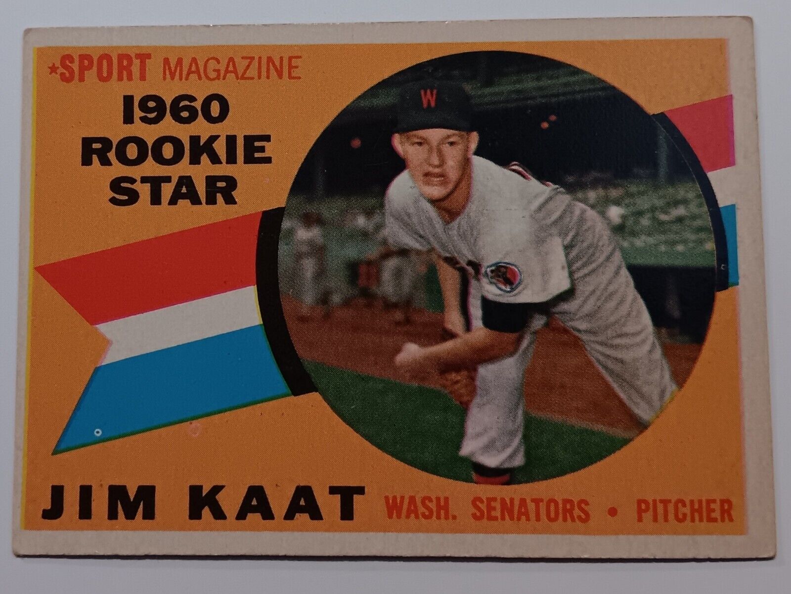 Jim Kaat 1960 Topps Sport Magazine rookie #136 (RC), EX-MT+, Senators Twins HOF