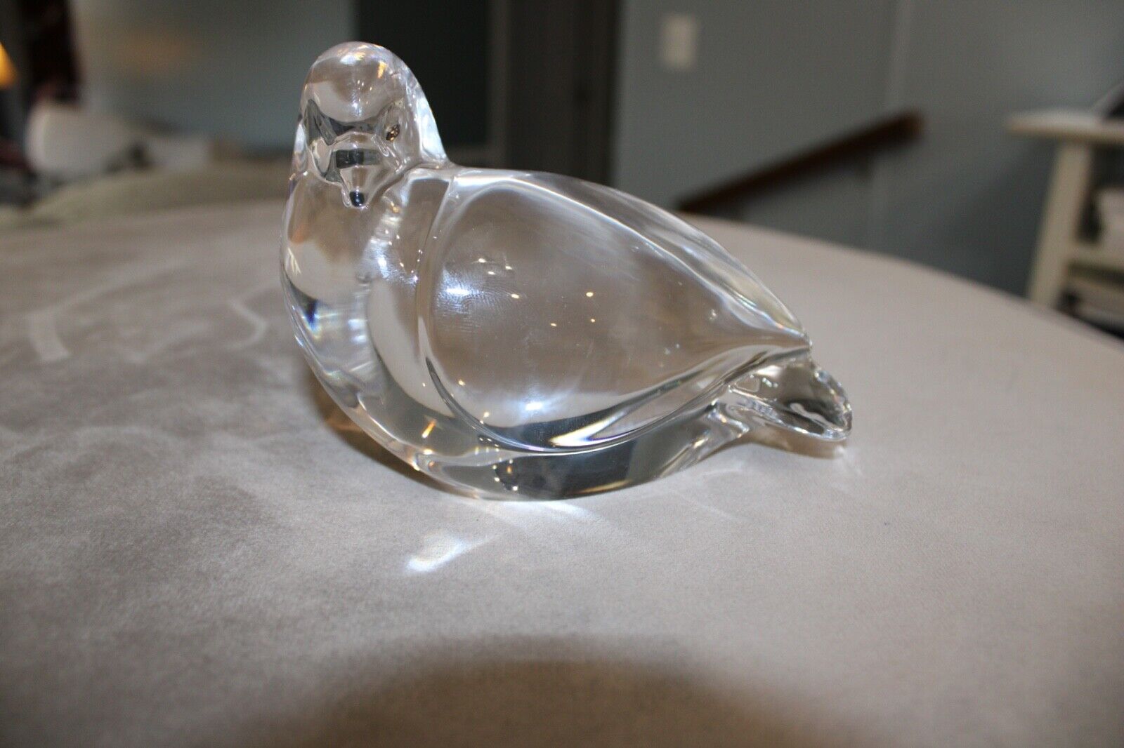 Large Val St Lambert - Kathleen DeSousa Dove / Bird Crystal Sculpture - Signed 