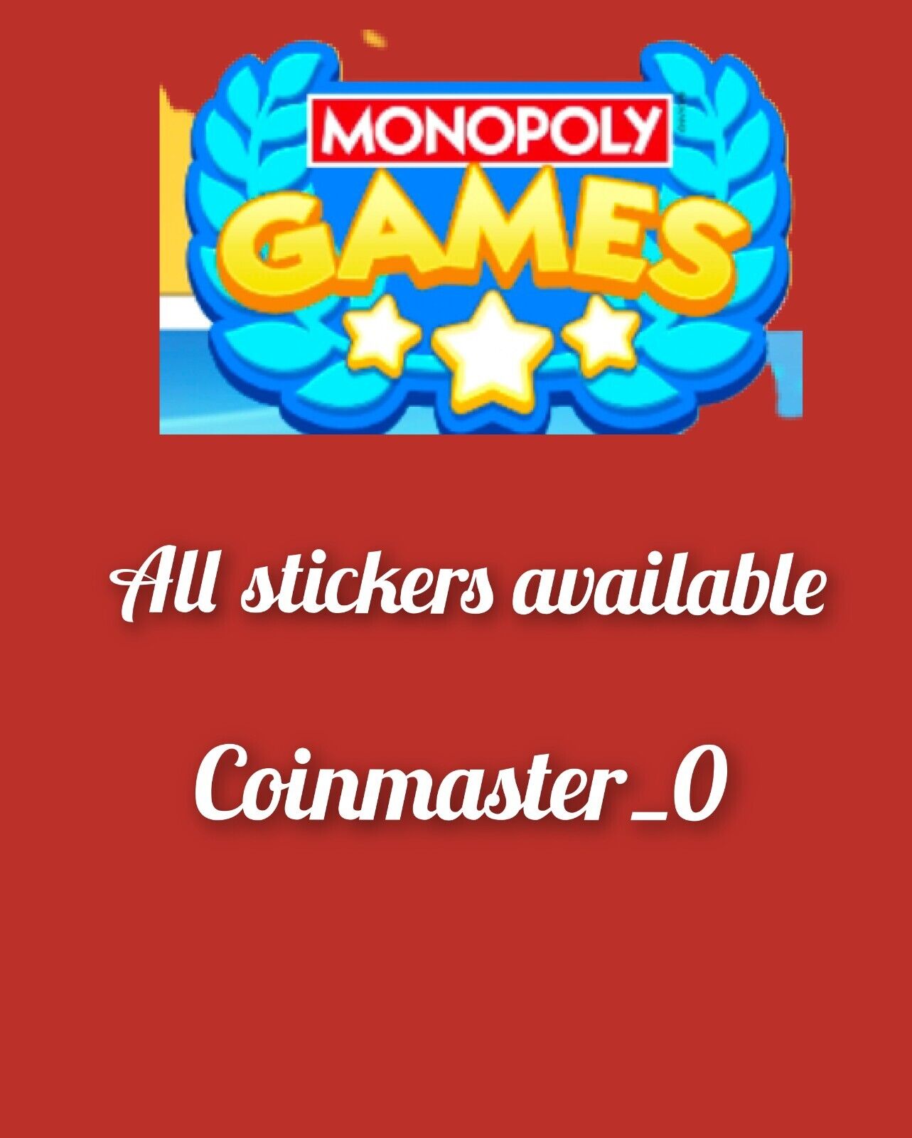 Monopoly go all stickers(1-2-3-4-5 star stickers)