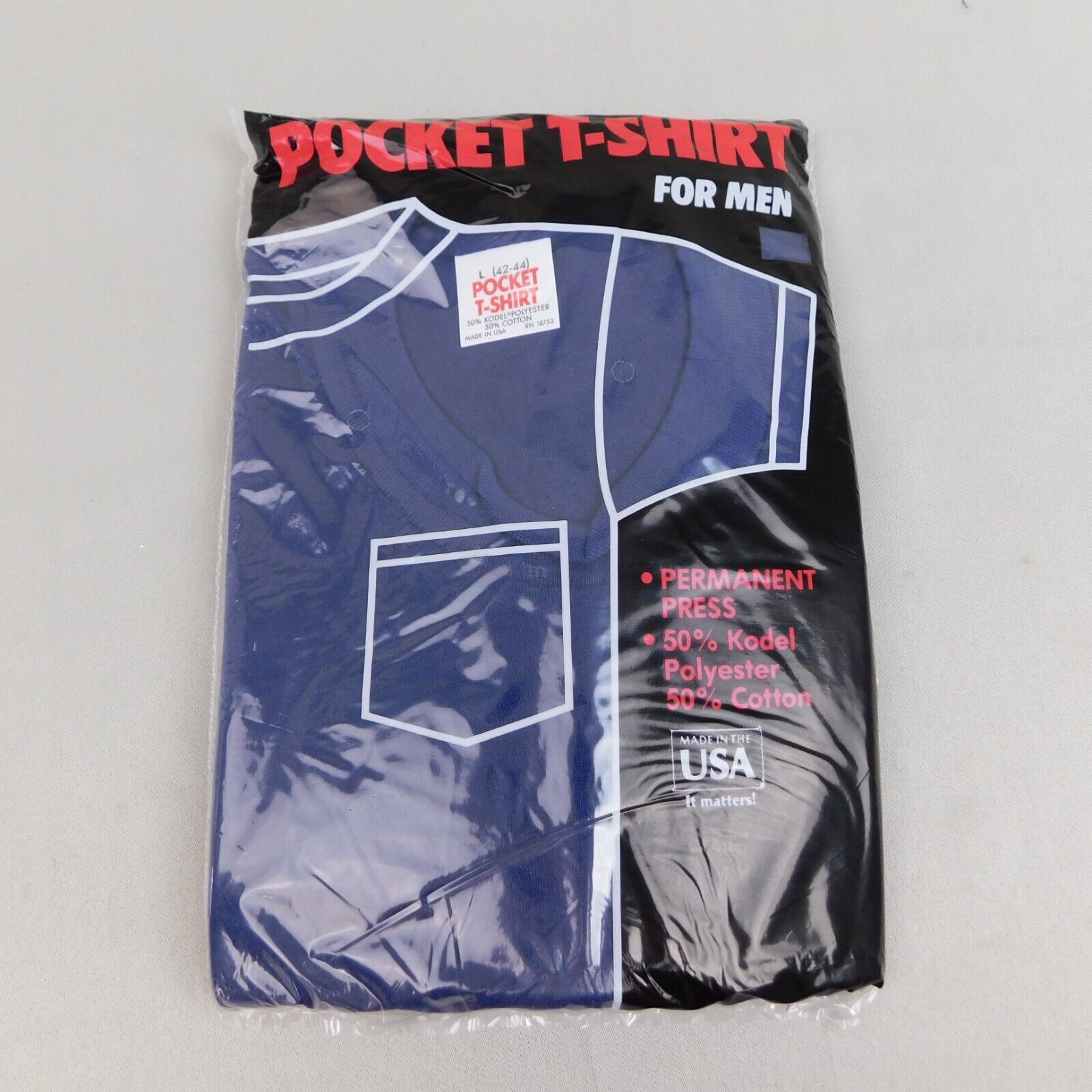 Vintage NOS 80s Reeves Bros Men\'s Pocket T-Shirt - Navy, 42-44 Large #5264
