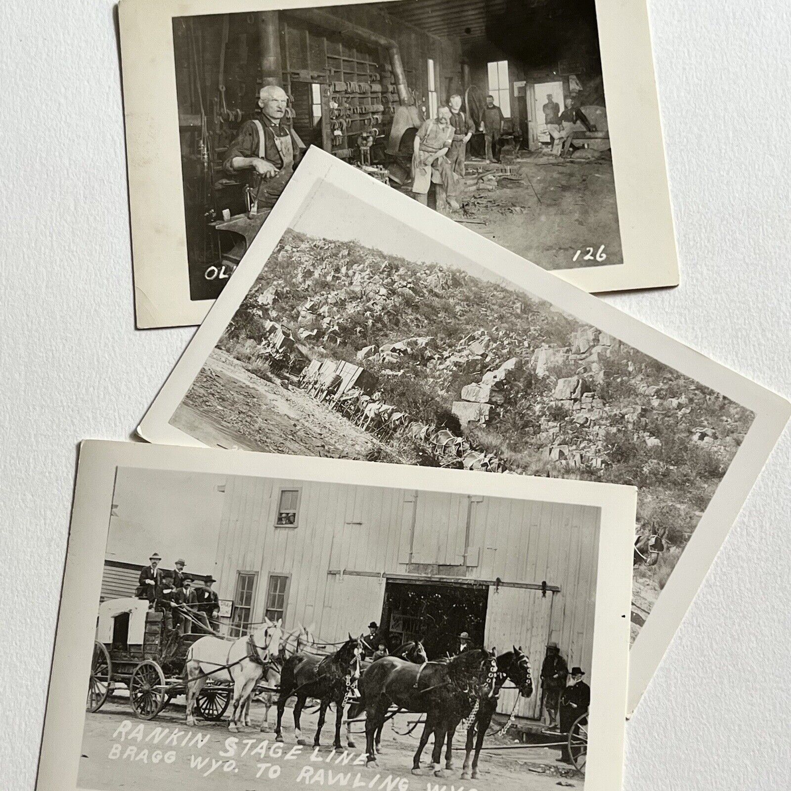 Vintage RPPC Real Photograph Postcard American West Horses Blacksmith WY