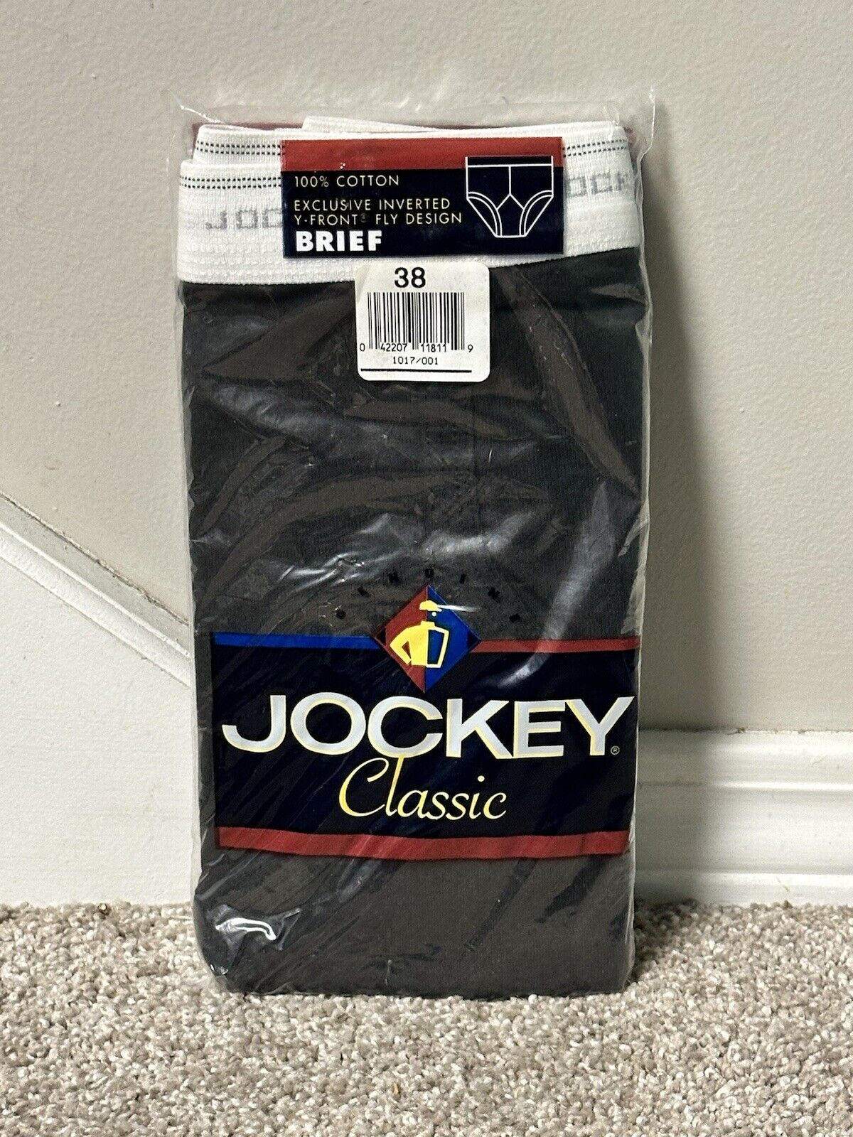 Vintage Jockey Classic Brief  Y Front Underwear Black Size 38 Cotton 1017 NOS