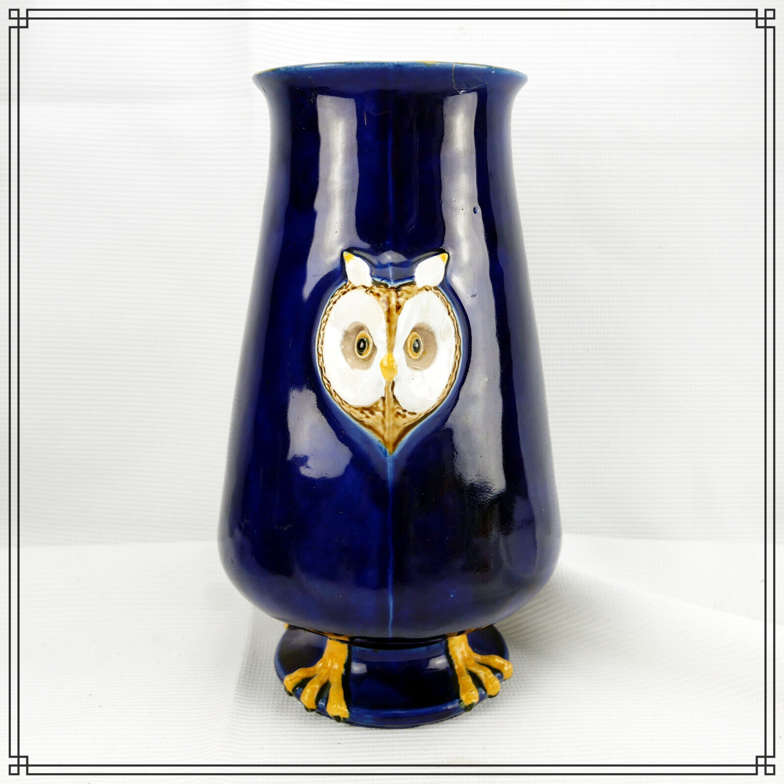 Rare English Minton Majolica Reformist Vase Owl barbotine 1871