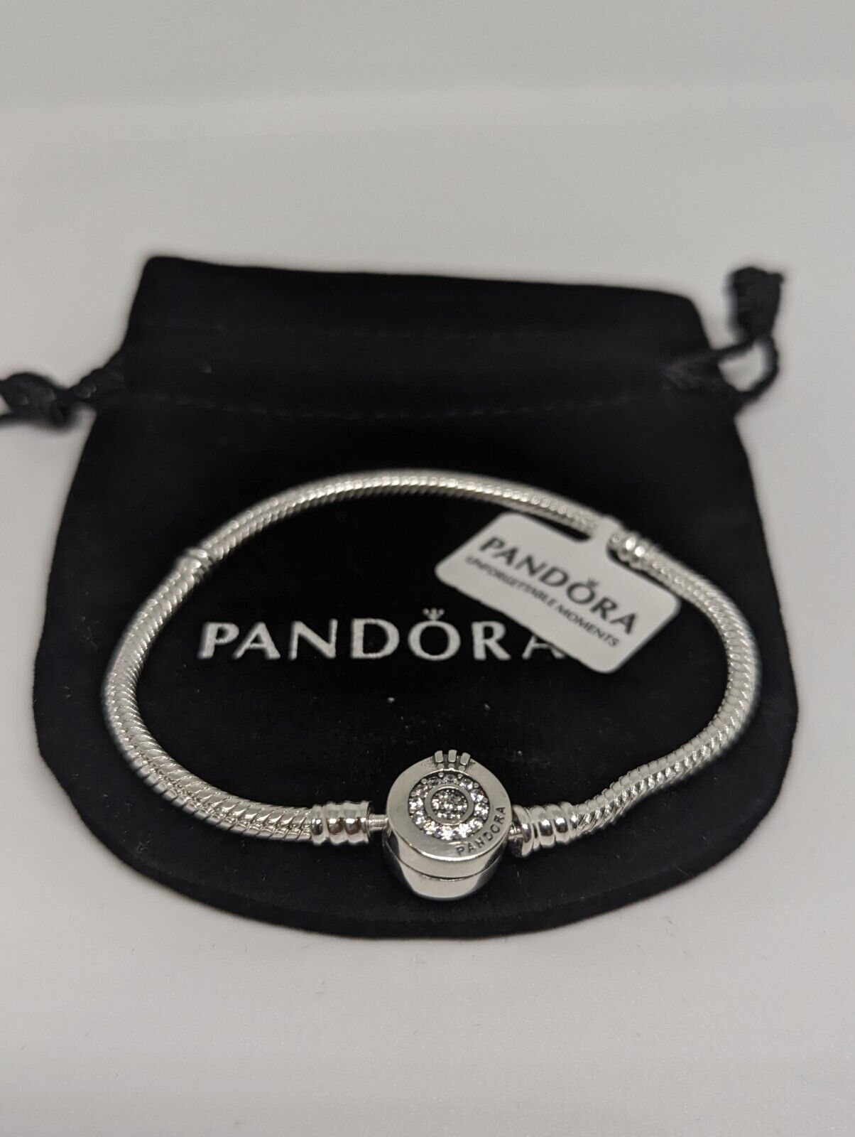 New Pandora Moments Crown Claps Snake Chain Bracelet Size 7.1 Inches
