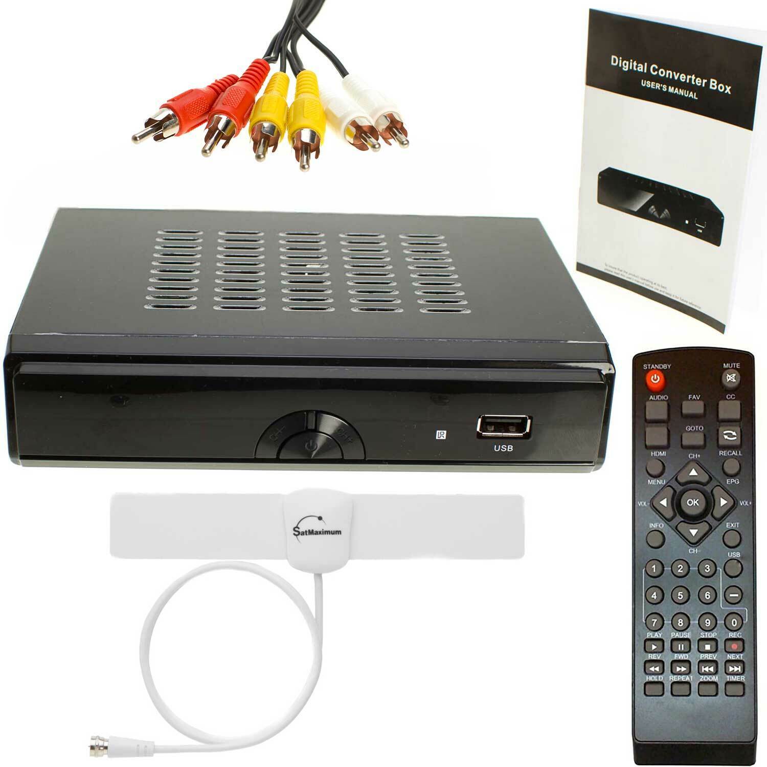 Digital Converter Box HDTV for TV HDMI Cable Remote View Recording With Antenna 