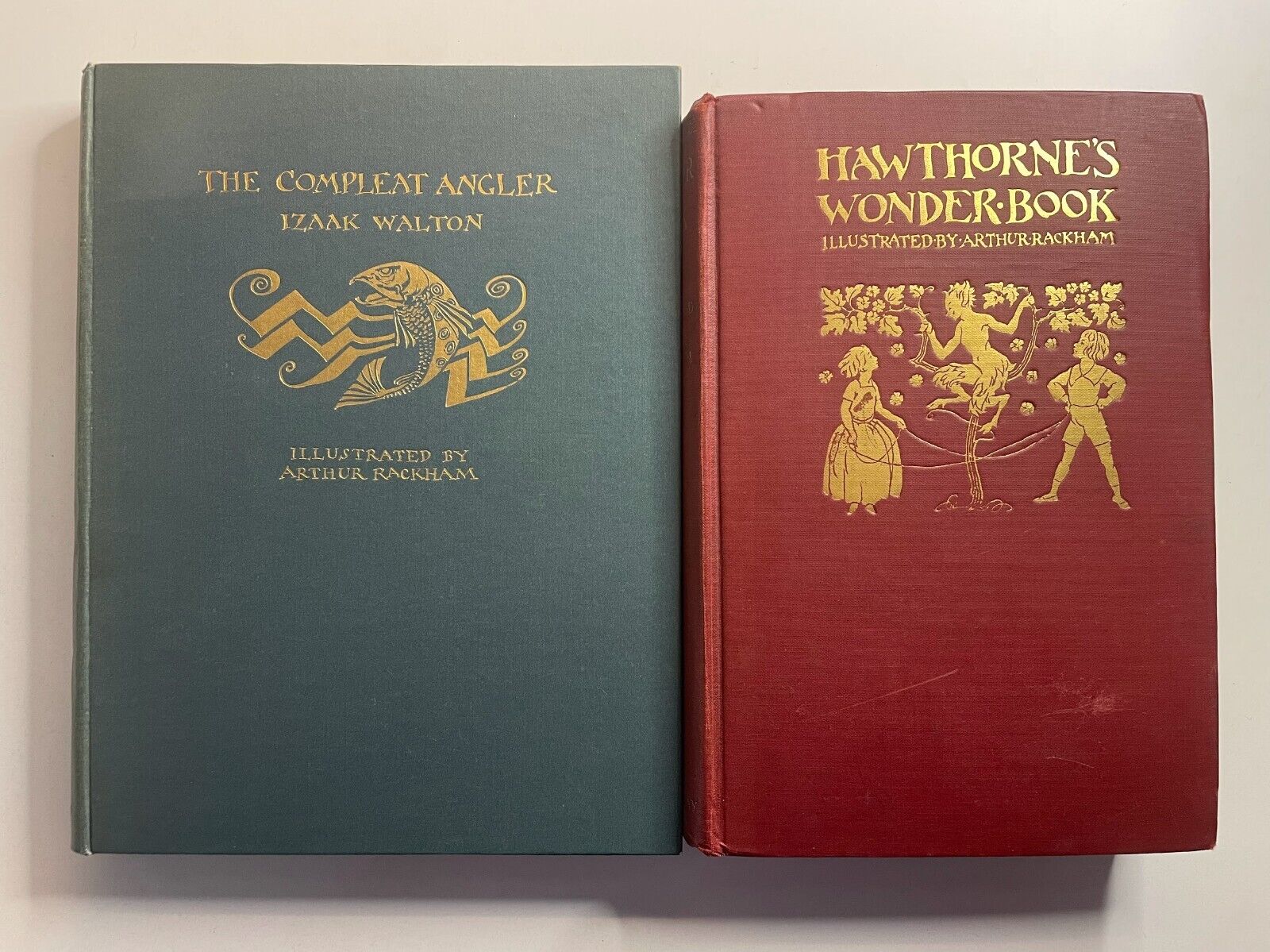 2 books illus by Arthur Rackham: The Compleat Angler & Hawthorne\'s Wonder Book