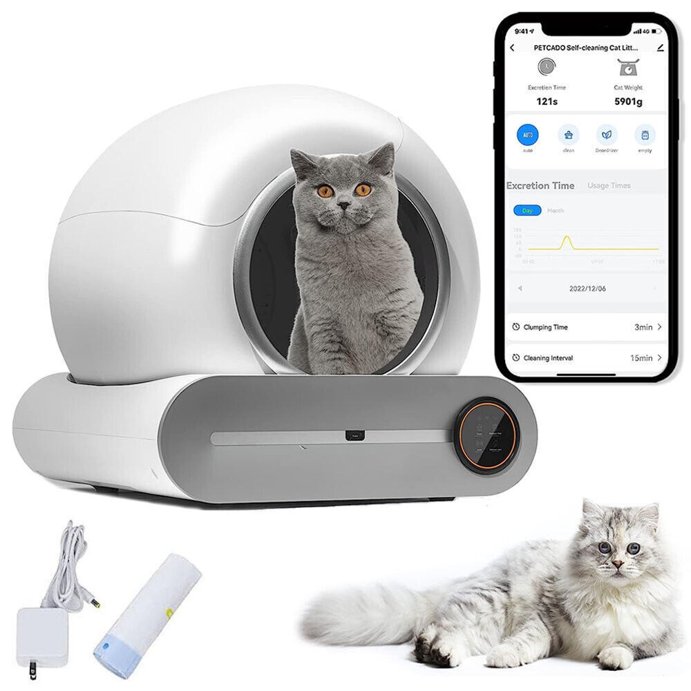 Upgraded Automatic Cat Litter Box 65L APP Control/Odor Removal/Cleaning