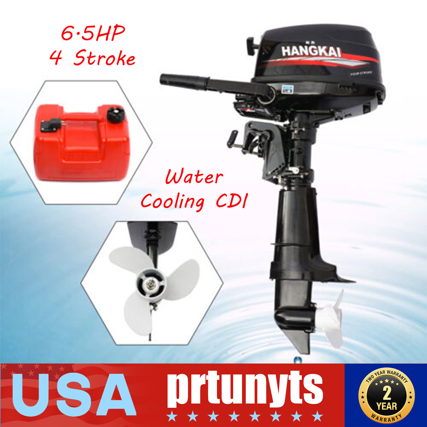 HANGKAI 6.5HP 4 Stroke Outboard Motor Marine Boat Engine With Water Cooling CDI