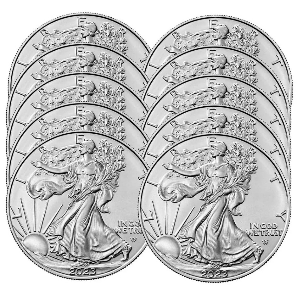 10PCS 2023 American 1 oz .999 Fine Silver Eagle $1 Coin BU - In Stock