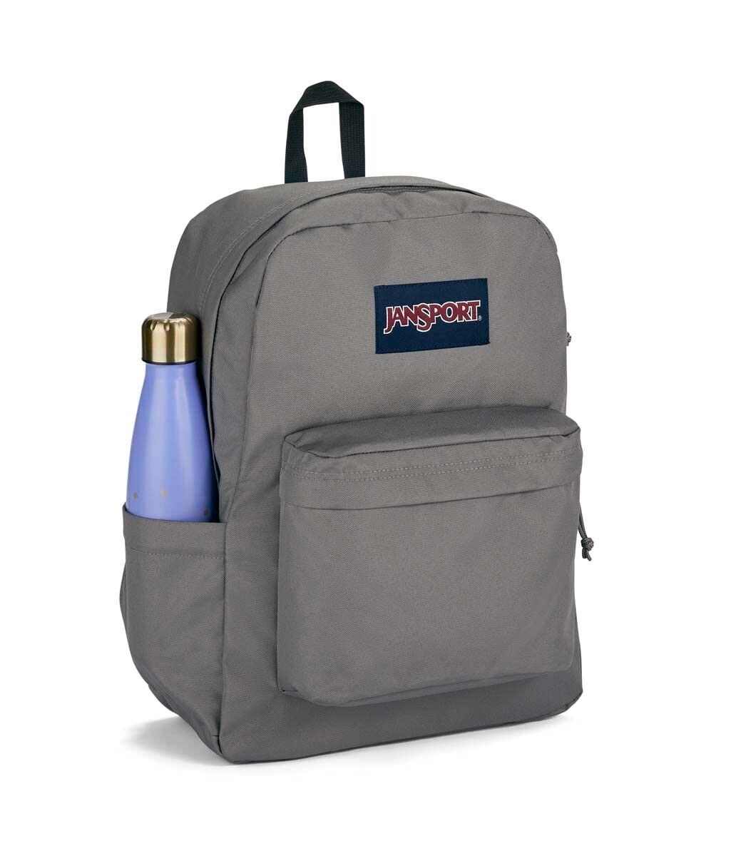 JanSport SurperBreak Plus Backpack, Laptop Compartment, Water Bottle Pocket-Grey