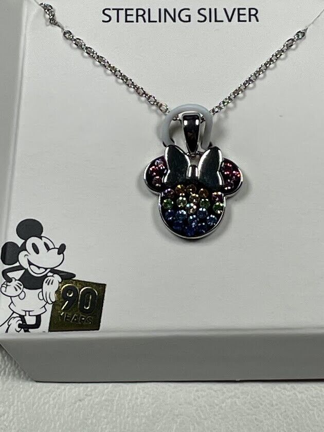 DISNEY 925 STERLNG SILVER 90 YEAR RAINBOW CRYSTAL MINNIE MOUSE 15\
