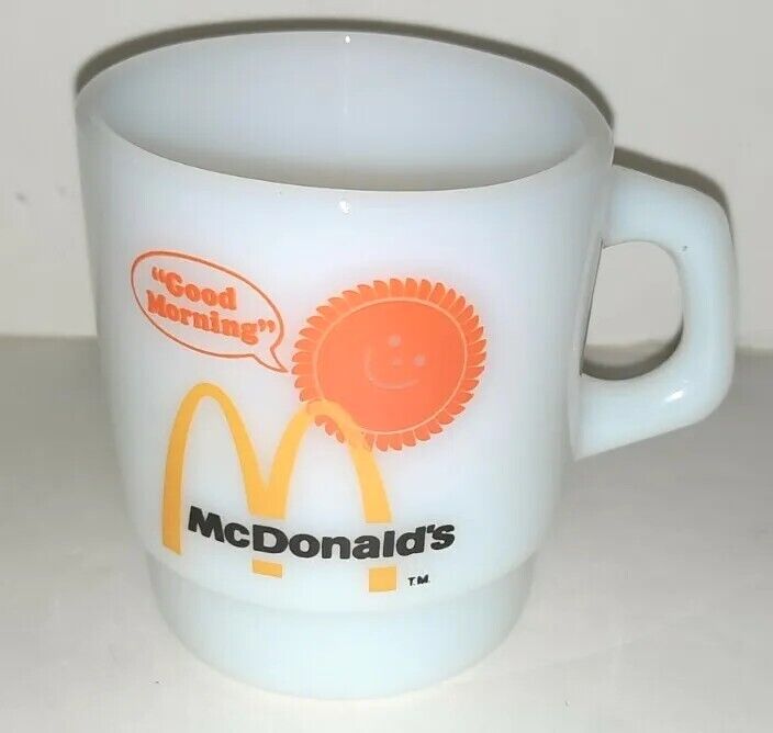 Vtg Anchor Hocking Fire king McDonalds Coffee Mug D Handle Milkglass Cup #70