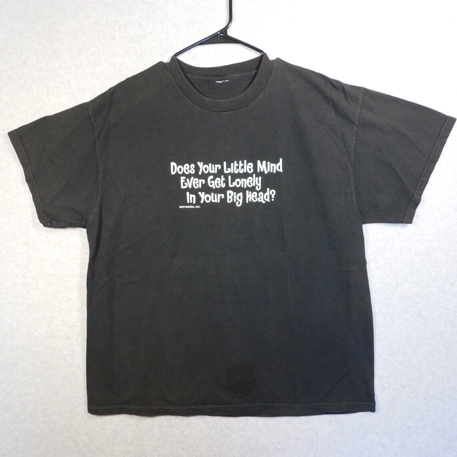 Vintage Ephemera Shirt Adult Extra Large Black 90s Funny Quote Faded Distressed