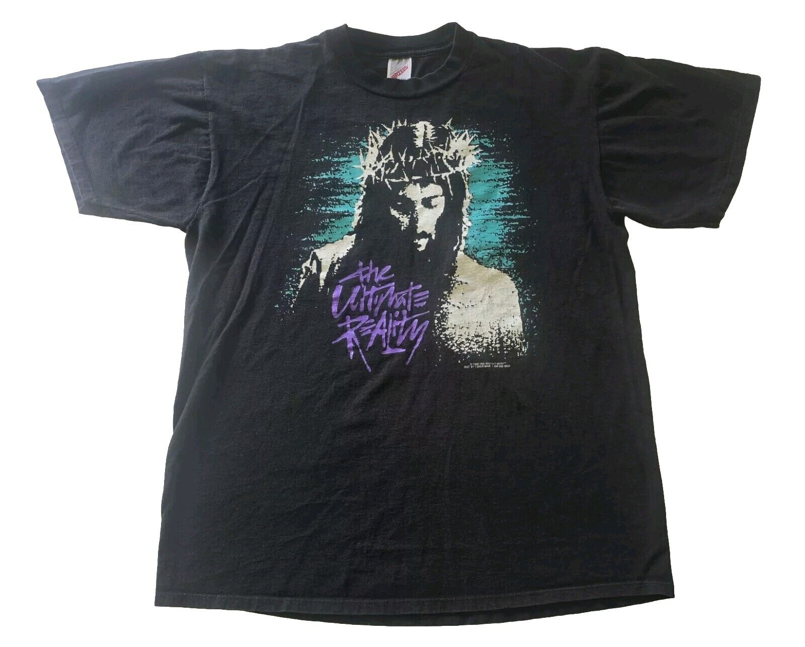 Vintage Mens T Shirt Jesus Christ Made USA Size Black Jesus Print 