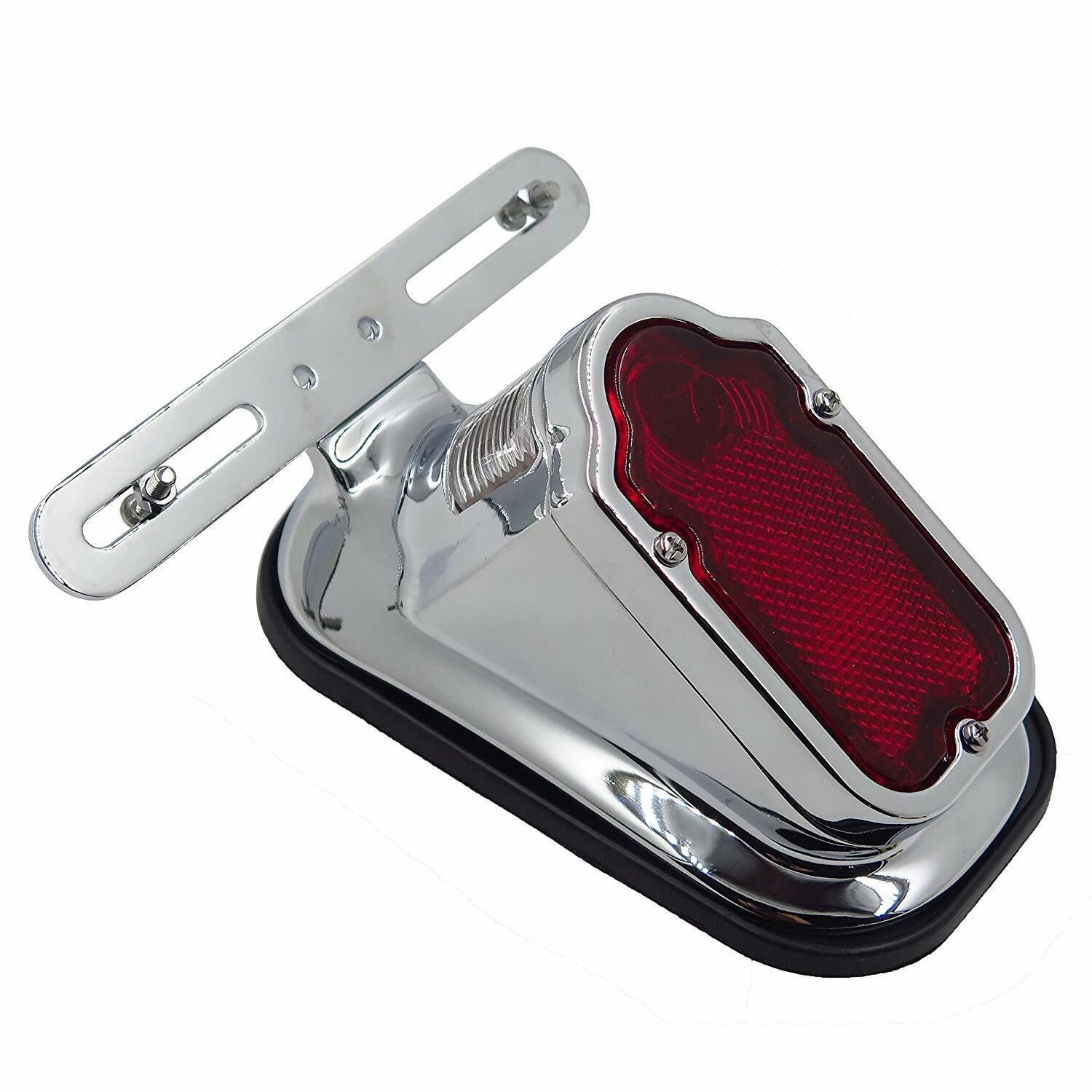 12V Motorcycle Metal Chrome Red Tombstone Brake Tail Light For Harley