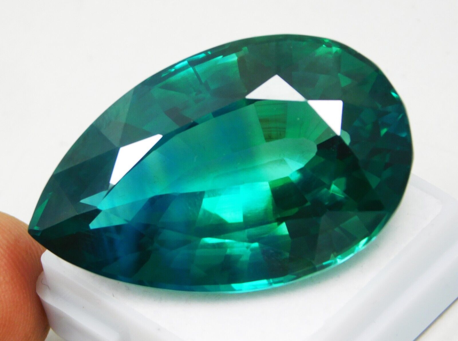 Natural Certified 94.40 Ct Teal Blue Sapphire Pear Cut Precision Loose Gemstone