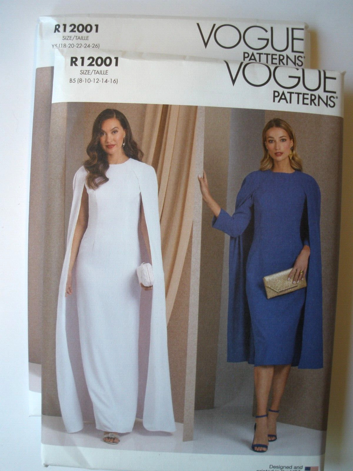 Vogue R12001 V1982 Pattern Misses Lined Cape Dress Sizes 8-16 or 18-26