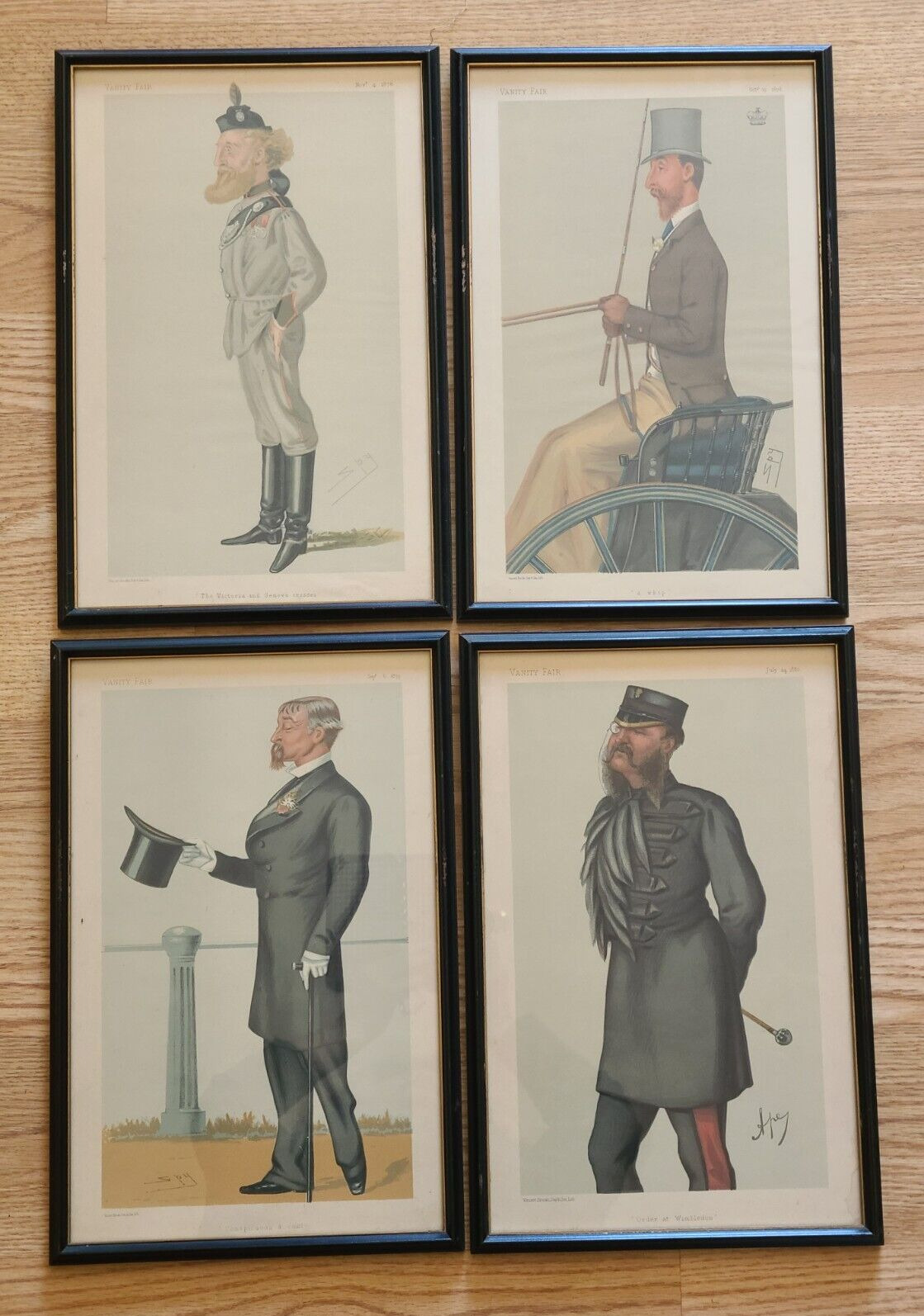 Original 1876-1880 Lot of 4 Vanity fair Framed SPY Lithograph prints