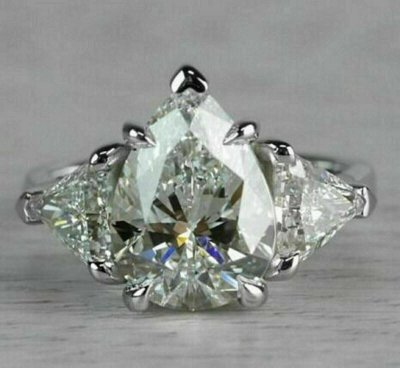 Vintage 3.5CT Pear Cut Moissanite Best 3-Stone Bridal Wedding Ring In 925 Silver